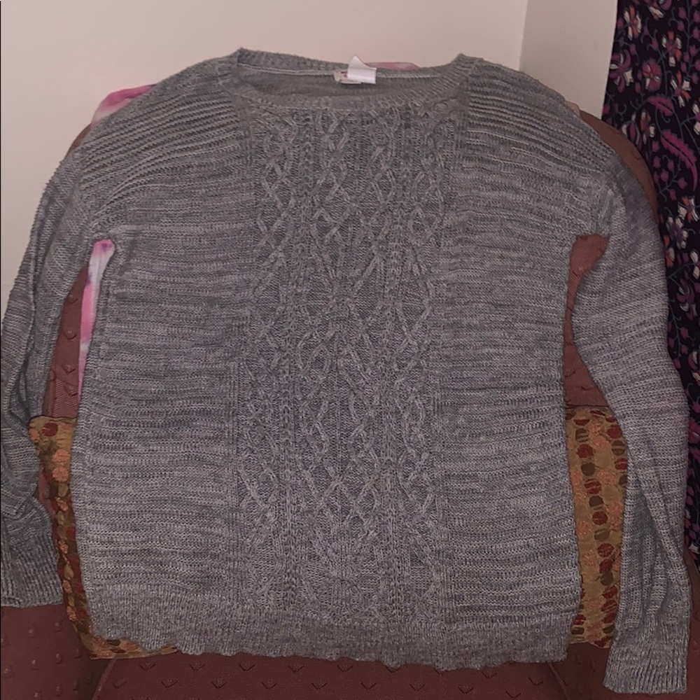 Gray and white sweater